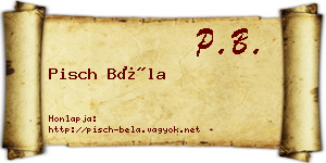 Pisch Béla névjegykártya
